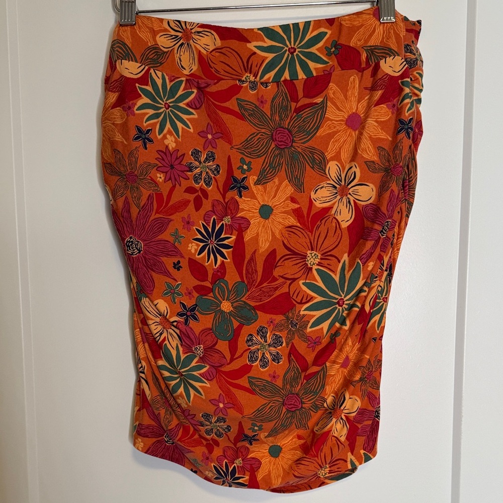 Free People Ruched Floral Faux Wrap Skirt - Large - Picture 7 of 8